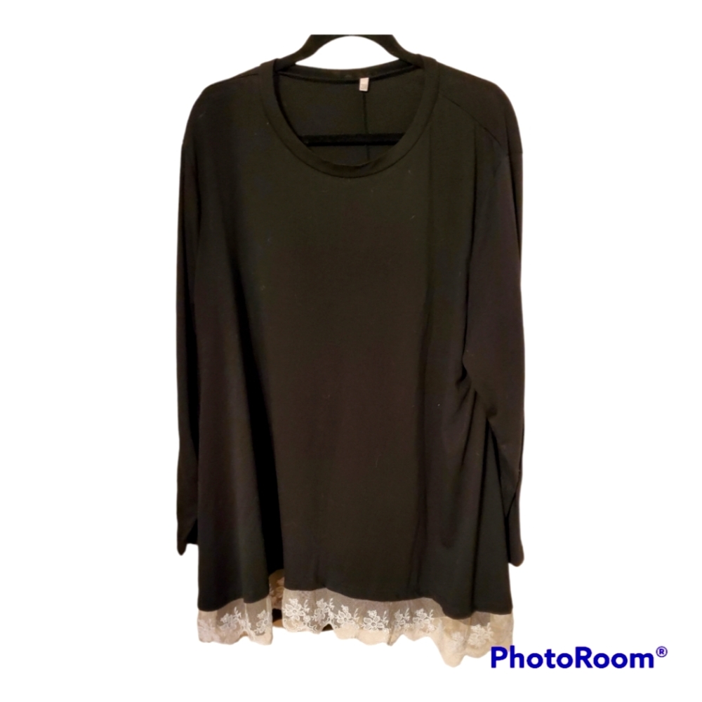 Black Long Sleeve Tunic With Lace Detail